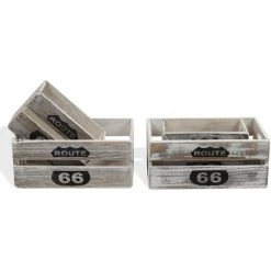 MOBILI REBECCA Rebecca Mobili Jeu De 4 Caisses Boites Bois Gris Clair Shabby 15x35x22 -Petit rangement Soldes Magasin 50897210 3