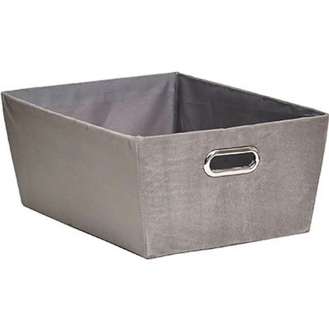 TENDANCE - Panier De Rangement Panière De Dressing En Velours Taupe L 32.5 X P 45 X H 18 Cm - Taupe 3 TENDANCE - Panier De Rangement Panière De Dressing En Velours Taupe L 32.5 X P 45 X H 18 Cm - Taupe