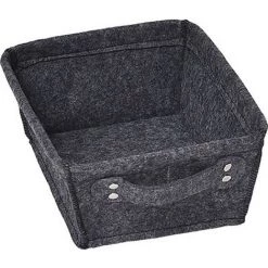 TENDANCE - Panier De Rangement Panière De Dressing En Feutrine Gris Foncé L 20.5 X P 26 X H 10.5 Cm - Gris Anthracite