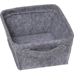 TENDANCE - Panier De Rangement Panière De Dressing En Feutrine Gris Clair L 20.5 X P 26 X H 10.5 Cm - Gris Clair