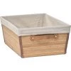 TENDANCE - Panier De Rangement Panière De Dressing En Bambou Et Lin L 32.5 X P 45 X H 18 Cm - Bambou -Petit rangement Soldes Magasin 50907534 1