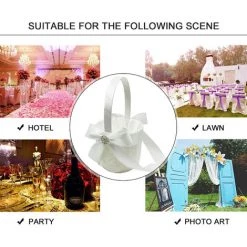 LIFCAUSAL Panier De Fille De Fleur De Mariage Conception De Nœud Papillon Mignon Panier De Fleurs De Mariage Romantique -Petit rangement Soldes Magasin 51372750 5