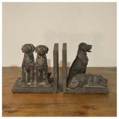 CHEHOMA Serre-livres Chiens Debout Assis 16x12x31cm - Gris