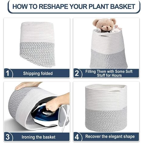 ZHUOXUAN Panier à Plantes 2 Pièces De Jardinière En Corde Tissée Panier De Rangement Multifonctionnel En Jute Robuste Avec Poignée Pratique Panier De Rangement Pour Plantes Pot De Fleurs D'intérieur Gary White. 6 ZHUOXUAN Panier à Plantes 2 Pièces De Jardinière En Corde Tissée Panier De Rangement Multifonctionnel En Jute Robuste Avec Poignée Pratique Panier De Rangement Pour Plantes Pot De Fleurs D'intérieur Gary White. – Image 4