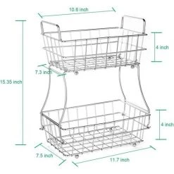ZHUOXUAN Corbeille à Fruits à 2 Niveaux, Bol à Fruits En Métal, Corbeille à Pain, étagère à Fruits Amovible, Panier De Rangement De Cuisine, Vis Verticales, Pain Aux Fruits, Collations Aux Légumes, Bronze. -Petit rangement Soldes Magasin 51454193 3