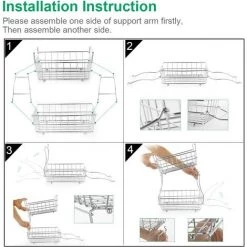 ZHUOXUAN Corbeille à Fruits à 2 Niveaux, Bol à Fruits En Métal, Corbeille à Pain, étagère à Fruits Amovible, Panier De Rangement De Cuisine, Vis Verticales, Pain Aux Fruits, Collations Aux Légumes, Bronze. -Petit rangement Soldes Magasin 51454193 4
