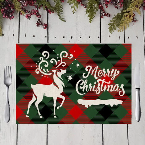 ZHUOXUAN Nouvelle Nappe De Napperon Western En Lin Imperméable Série Motif à Carreaux De Noël 4 ZHUOXUAN Nouvelle Nappe De Napperon Western En Lin Imperméable Série Motif à Carreaux De Noël – Image 2