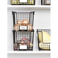 IDesign Panier Rangement, Petite Caisse De Rangement En Métal Pour Salle De Bain, Cuisine, Etc., Rangement Maquillage Empilable à Poignées Pour Cosmétiques Et Autres, Noir -Petit rangement Soldes Magasin 51501854 2