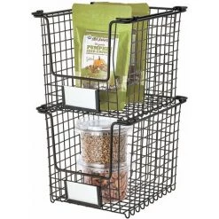 IDesign Panier Rangement, Petite Caisse De Rangement En Métal Pour Salle De Bain, Cuisine, Etc., Rangement Maquillage Empilable à Poignées Pour Cosmétiques Et Autres, Noir -Petit rangement Soldes Magasin 51501854 4