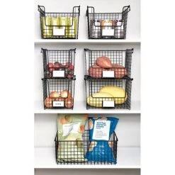 IDesign Panier Rangement, Petite Caisse De Rangement En Métal Pour Salle De Bain, Cuisine, Etc., Rangement Maquillage Empilable à Poignées Pour Cosmétiques Et Autres, Noir -Petit rangement Soldes Magasin 51501854 5