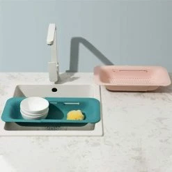 LITZEE Panier De Vidange Pour Cuisine, Support De Séchage D'Évier Pour Stockage Et Lavage Des Vaisselle / Fruits / Légumes (rose) -Petit rangement Soldes Magasin 51550871 4