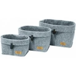WENKO® Lot De 3 Corbeilles Feutre Feli - Longueur 18 Hauteur 19 Profondeur 18 Cm - Gris