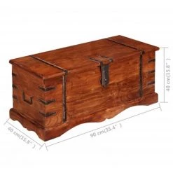 YOUTHUP Coffre De Rangement Bois Massif - Brun -Petit rangement Soldes Magasin 51860518 5