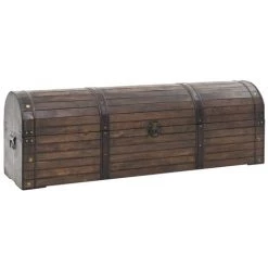 YOUTHUP Coffre De Rangement Bois Massif Style Vintage 120 X 30 X 40 Cm - Brun
