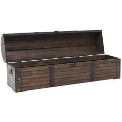 YOUTHUP Coffre De Rangement Bois Massif Style Vintage 120 X 30 X 40 Cm - Brun -Petit rangement Soldes Magasin 51860922 3