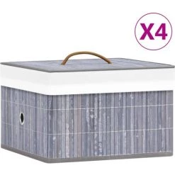 YOUTHUP Boîtes De Rangement En Bambou 4 Pcs Gris - Gris