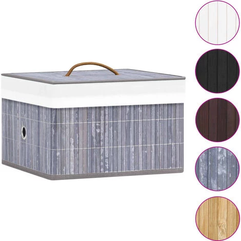 YOUTHUP Boîtes De Rangement En Bambou 4 Pcs Gris - Gris 5 YOUTHUP Boîtes De Rangement En Bambou 4 Pcs Gris - Gris – Image 3