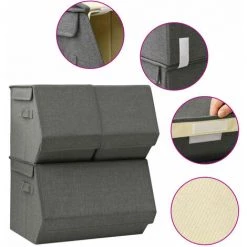 YOUTHUP Boîtes De Rangement Empilables 3 Pcs Tissu Anthracite - Anthracite