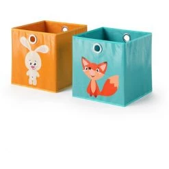 Boîte Pliable 30x30cm Lapin/Renard Lot De 2 Vicco