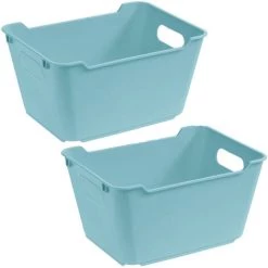 KEEEPER 2x Boîte De Rangement, Polypropylène, 1,8 L, Lotta, Bleu Clair, 19.5x14x10 Cm