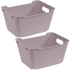 KEEEPER 2x Boîte De Rangement, Polypropylène, 6 L, Lotta, Gris, 29.5x19x15 Cm
