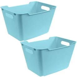 KEEEPER 2x Boîte De Rangement, Polypropylène, 12 L, Lotta, Bleu Clair, 35.5x23.5x20 Cm
