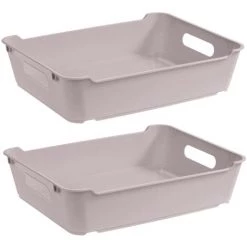KEEEPER 2x Boîte De Rangement, Polypropylène, A4, Lotta, Gris, 37x28x6.5 Cm