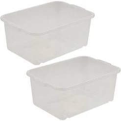 KEEEPER 2x Boîte De Rangement, Plastique Résistant (PP), 2,8 L, 25 X 17 X 10 Cm, Wilma, Neutre Transparent