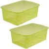 KEEEPER 2x Boîte De Rangement, Plastique Résistant (PP), 4,5 L, 30 X 20 X 11 Cm, Wilma, Vert Transparent -Petit rangement Soldes Magasin 52070648 1