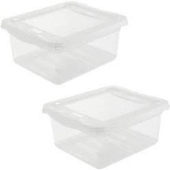 KEEEPER 2x Boîtes De Rangement, Naturel Transparent, 19,5 X 16,5 X 8,5 Cm