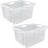 KEEEPER 2x Boîte De Rangement Avec Poignées Intégrées, Taille: XL, 43 X 35 X 23 Cm, 24 L, Transparent