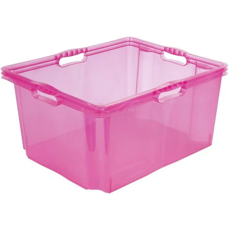 KEEEPER 2x Boîte De Rangement Avec Poignées Intégrées, Taille: Xxl, 52 X 43 X 26 Cm, 44 L, Rose Transparent 4 KEEEPER 2x Boîte De Rangement Avec Poignées Intégrées, Taille: Xxl, 52 X 43 X 26 Cm, 44 L, Rose Transparent – Image 2