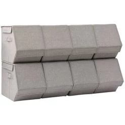 ASUPERMALL Boites De Rangement Empilables Avec Couvercle 8 Pcs Tissu Gris 11 ASUPERMALL Boites De Rangement Empilables Avec Couvercle 8 Pcs Tissu Gris -Petit rangement Soldes Magasin 52076537 5