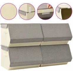 ASUPERMALL Boites De Rangement Empilables Avec Couvercle 4 Pcs Tissu -Petit rangement Soldes Magasin 52076555 2