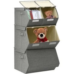 ASUPERMALL Boites De Rangement Empilables 4 Pcs Tissu Anthracite -Petit rangement Soldes Magasin 52076619 2