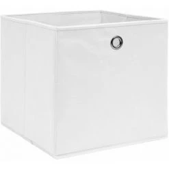 ASUPERMALL Boites De Rangement 4 Pcs Tissu Intisse 28x28x28 Cm Blanc 9 ASUPERMALL Boites De Rangement 4 Pcs Tissu Intisse 28x28x28 Cm Blanc -Petit rangement Soldes Magasin 52076780 3