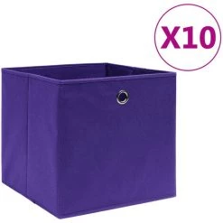 ASUPERMALL Boites De Rangement 10 Pcs Tissu Intisse 28x28x28 Cm Violet