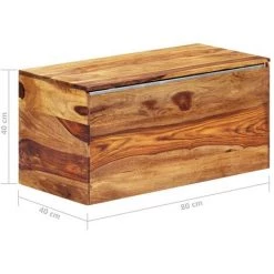 Topdeal Coffre De Rangement 80 X 40 X 40 Cm Bois Massif De Sesham -Petit rangement Soldes Magasin 52086244 5