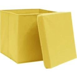 Topdeal Boîtes De Rangement Et Couvercles 4 Pcs Jaune 32x32x32 Cm Tissu FF288366_FR -Petit rangement Soldes Magasin 52096276 4