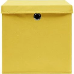 Topdeal Boîtes De Rangement Et Couvercles 4 Pcs Jaune 32x32x32 Cm Tissu FF288366_FR -Petit rangement Soldes Magasin 52096276 5