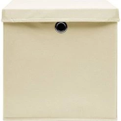 Topdeal Boîtes De Rangement à Couvercles 4 Pcs Crème 32x32x32 Cm Tissu FF288358_FR -Petit rangement Soldes Magasin 52096278 5