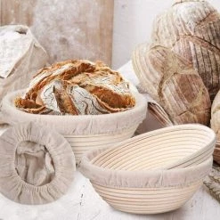 KARTOKNER 6 Ronde Panier D'imperméabilisation Du Pain Doublure En Tissu Pain Banneton Panier Doublure En Tissu Levain Banneton Chiffon D'imperméabilisation En Rotin Naturel Pâte De Cuisson Couverture De Panier -Petit rangement Soldes Magasin 52164656 3