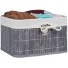 Relaxdays Corbeille Panier De Rangement Housse Amovible Poignée Boîte étagère Armoire HxlxP 20 X 31 X 31 Cm, Gris -Petit rangement Soldes Magasin 52199784 1