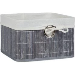 Relaxdays Corbeille Panier De Rangement Housse Amovible Poignée Boîte étagère Armoire HxlxP 20 X 31 X 31 Cm, Gris -Petit rangement Soldes Magasin 52199784 3