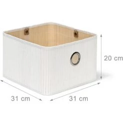 Relaxdays Corbeille Panier De Rangement Housse Amovible Poignée Boîte étagère Armoire HxlxP 20 X 31 X 31 Cm, Blanc -Petit rangement Soldes Magasin 52199903 2