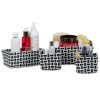Relaxdays Boîte De Rangement Lot De 4 Paniers Plastique Salle De Bain Tressé Cosmétiques Corbeille, Blanc-noir -Petit rangement Soldes Magasin 52200647 1