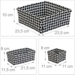 Relaxdays Boîte De Rangement Lot De 4 Paniers Plastique Salle De Bain Tressé Cosmétiques Corbeille, Blanc-noir -Petit rangement Soldes Magasin 52200647 5