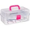 Relaxdays Boîte En Plastique Transparente, 9 Compartiments Pour Petits Objets, Poignée, HLP 14x33x19 Cm, Rose 1 Relaxdays Boîte En Plastique Transparente, 9 Compartiments Pour Petits Objets, Poignée, HLP 14x33x19 Cm, Rose -Petit rangement Soldes Magasin 52201389 1