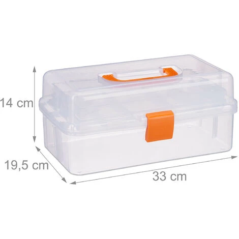 Relaxdays Boîte En Plastique Transparente, 9 Compartiments Pour Petits Objets, Poignée, HLP 14x33x19 Cm, Orange 7 Relaxdays Boîte En Plastique Transparente, 9 Compartiments Pour Petits Objets, Poignée, HLP 14x33x19 Cm, Orange – Image 5