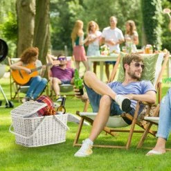 Relaxdays Panier De Pique-Nique à Couvercle Tressé Tissu Anses Grande Corbeille Transport Fait Main Rotin Chocolat -Petit rangement Soldes Magasin 52201440 4